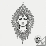 Indian, tattoo sketch design, on a clean whit… – tattoo sketch (№1752782768_0, 17.07.2025 20:06) — tattoovalue.net