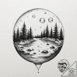 Tattoo design a floating bubble with a tiny,… – tattoo sketch (№1752783005_0, 17.07.2025 20:10) — tattoovalue.net