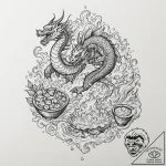 A bustling, chaotic street market in bangkok,… – tattoo sketch (№1752783324_0, 17.07.2025 20:15) — tattoovalue.net