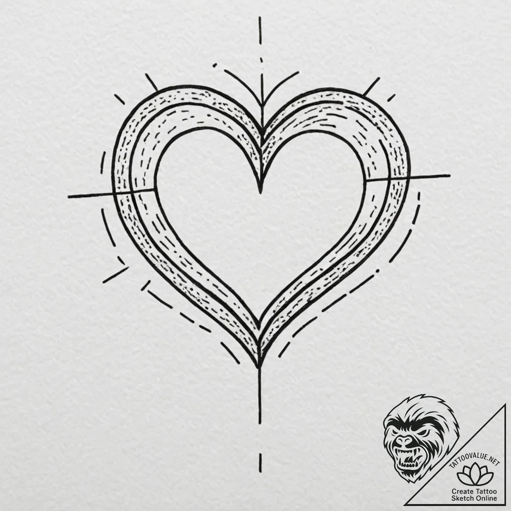 Tattoo design a simple heart outline with a t... - tattoo sketch (№1752783801_0, 17.07.2025 20:23) — tattoovalue.net