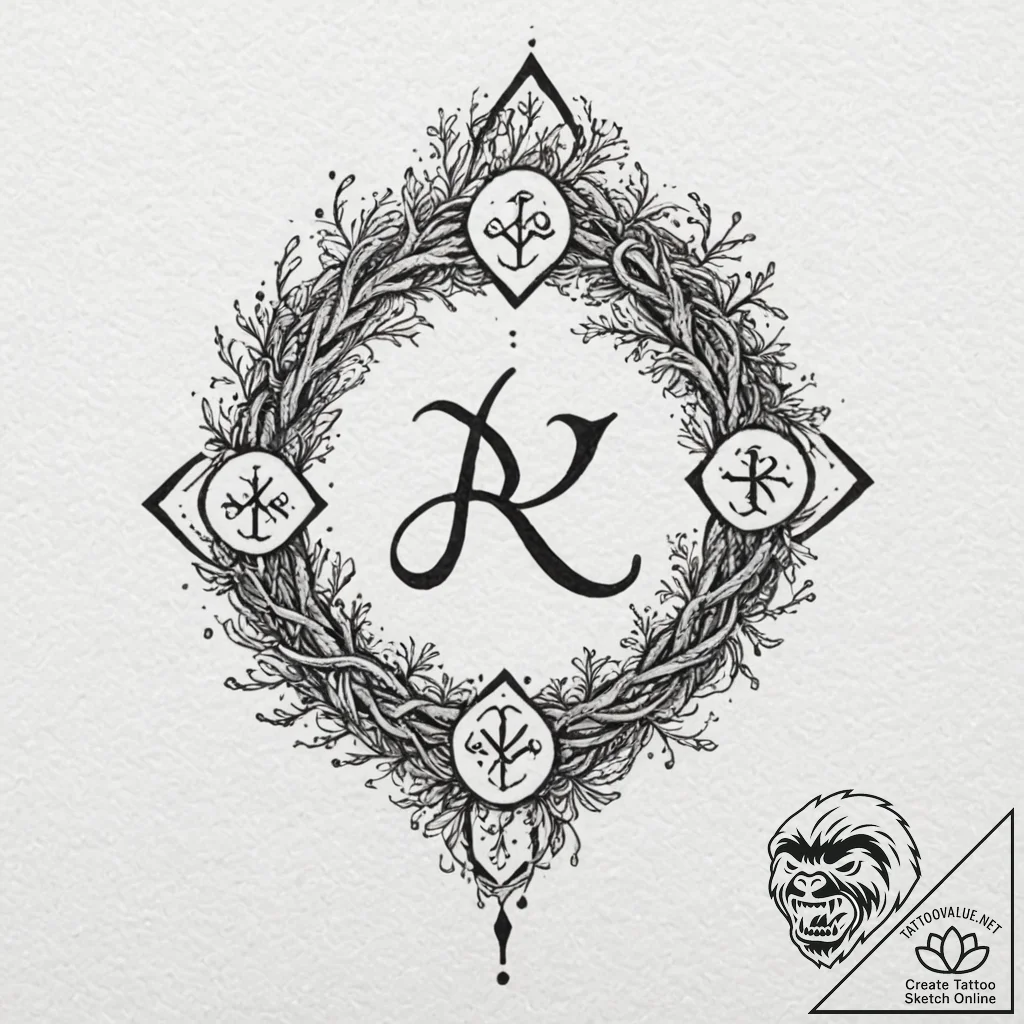 97. tattoo design: a "bereginya" rune intertw... - tattoo sketch (№1752784283_0, 17.07.2025 20:31) — tattoovalue.net