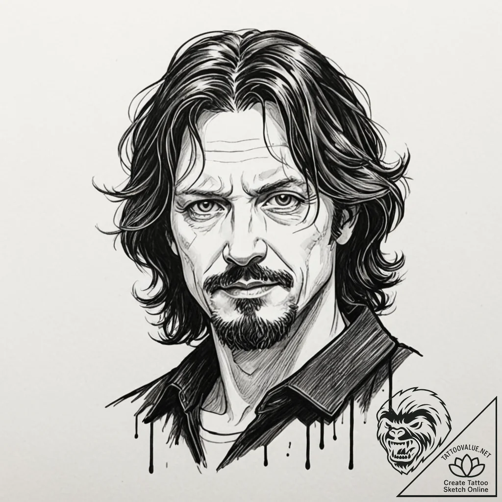 A graphic novel style portrait of sirius blac... - tattoo sketch (№1752785082_0, 17.07.2025 20:44) — tattoovalue.net