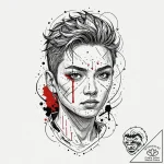 A sketch of itadori yuji with sukuna’s markin… – tattoo sketch (№1752785794_0, 17.07.2025 20:56) — tattoovalue.net
