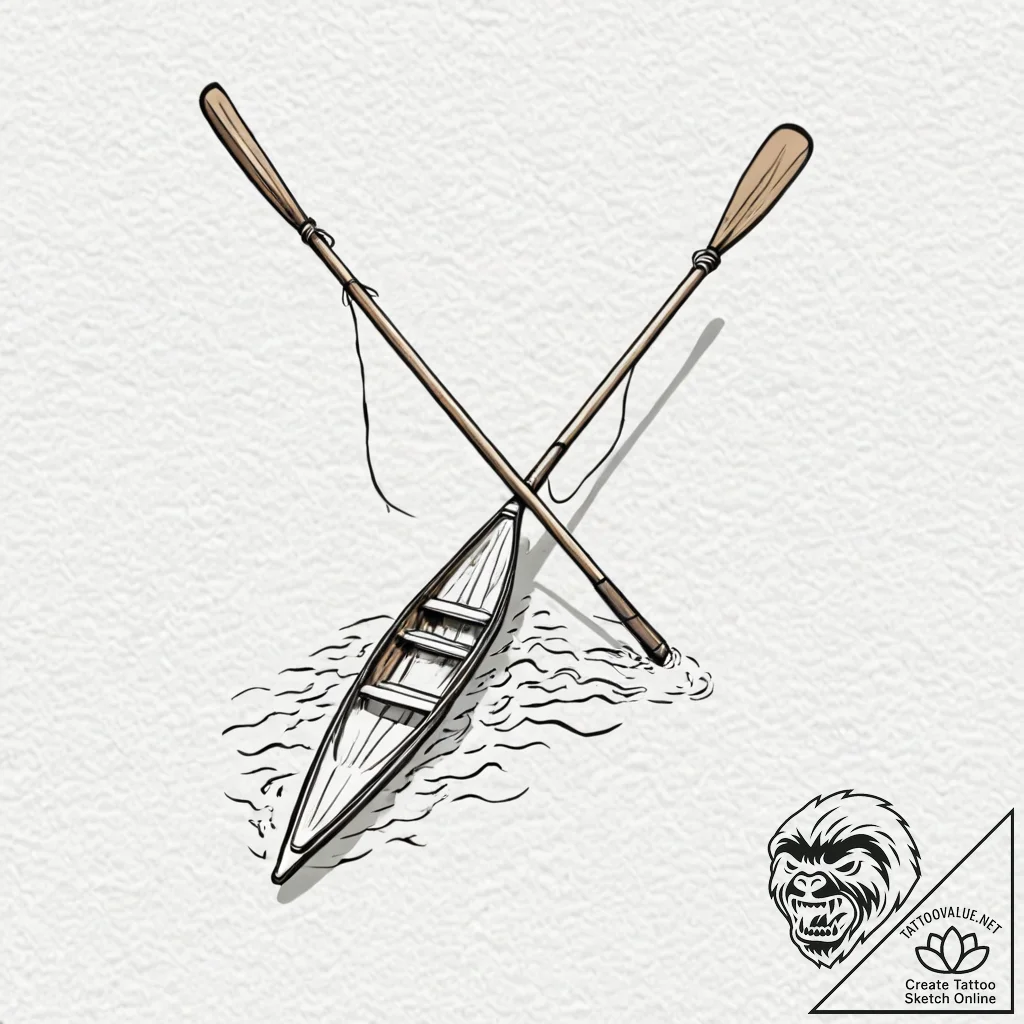 Tattoo sketch a pair of oars or paddles, symb... - tattoo sketch (№1752786433_0, 17.07.2025 21:07) — tattoovalue.net