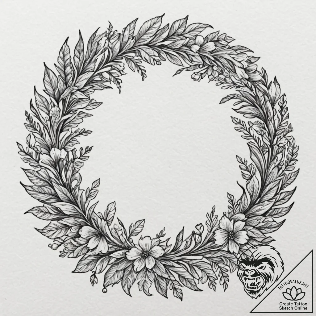 Tattoo design 'gg' surrounded by a winner's w... - tattoo sketch (№1752786514_0, 17.07.2025 21:08) — tattoovalue.net