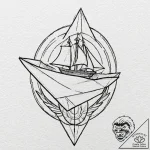 Origami, tattoo line art, on a clean white pa… – tattoo sketch (№1752786593_0, 17.07.2025 21:09) — tattoovalue.net