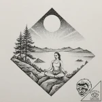 A serene photo of a yoga instructor meditatin… – tattoo sketch (№1752787706_0, 17.07.2025 21:28) — tattoovalue.net