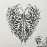 Tattoo sketch a ribcage adorned with delicate… – tattoo sketch (№1752788186_0, 17.07.2025 21:36) — tattoovalue.net