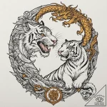 Tiger and dragon, tattoo drawing outline, on… – tattoo sketch (№1752788594_0, 17.07.2025 21:43) — tattoovalue.net