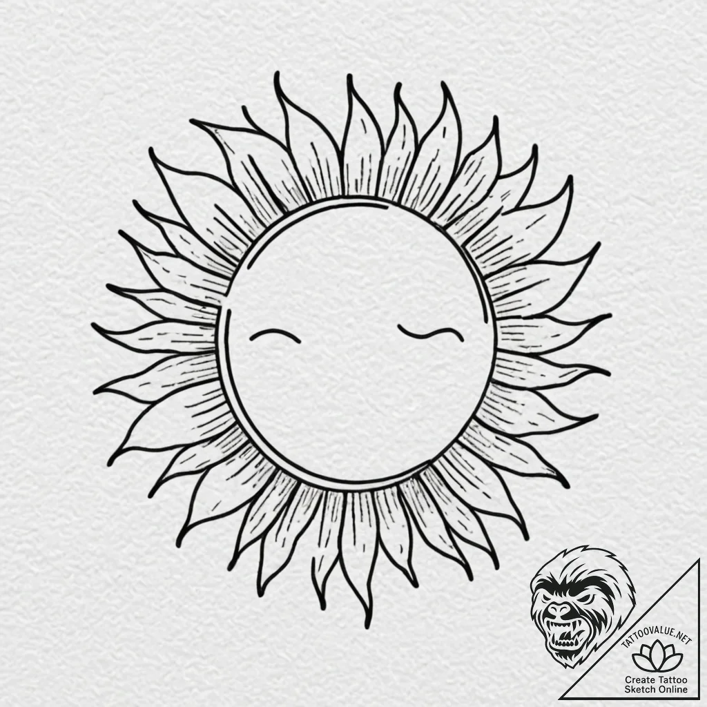 Sun, tattoo sketch design, minimalist tattoo... - tattoo sketch (№1752789307_0, 17.07.2025 21:55) — tattoovalue.net