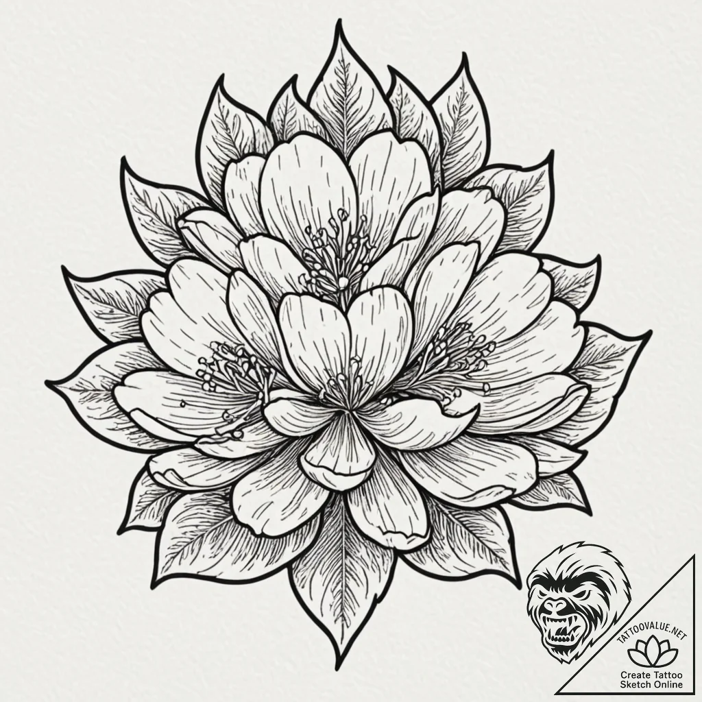 Tattoo design a blossoming flower turning int... - tattoo sketch (№1752789386_0, 17.07.2025 21:56) — tattoovalue.net