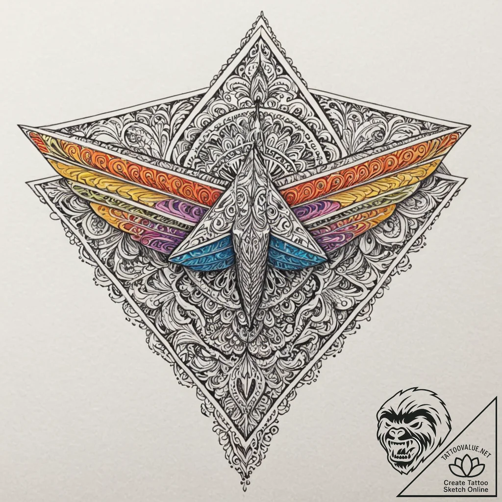 Paper airplane, tattoo line art, ornamental t... - tattoo sketch (№1752789545_0, 17.07.2025 21:59) — tattoovalue.net