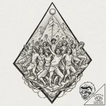 Tattoo sketch a group of abstract figures sup… – tattoo sketch (№1752790022_0, 17.07.2025 22:07) — tattoovalue.net