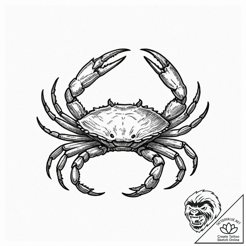 Tattoo design a cancer crab, with a small cha... - tattoo sketch (№1752790190_0, 17.07.2025 22:09) — tattoovalue.net