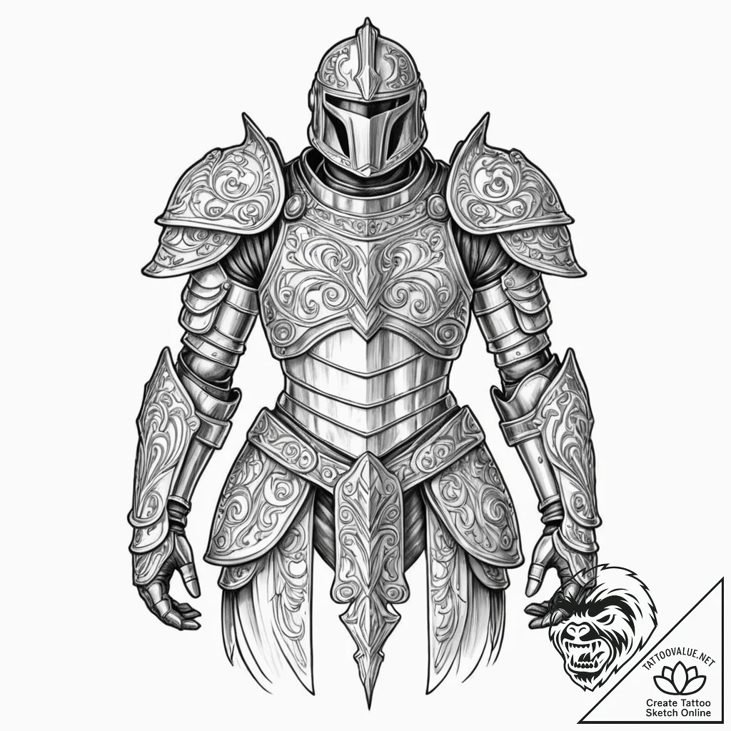 Tattoo sketch an abstract "armor" made of lig... - tattoo sketch (№1752790347_0, 17.07.2025 22:12) — tattoovalue.net