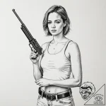 A sketch of sarah connor from t2, strong and… – tattoo sketch (№1752790907_0, 17.07.2025 22:21) — tattoovalue.net