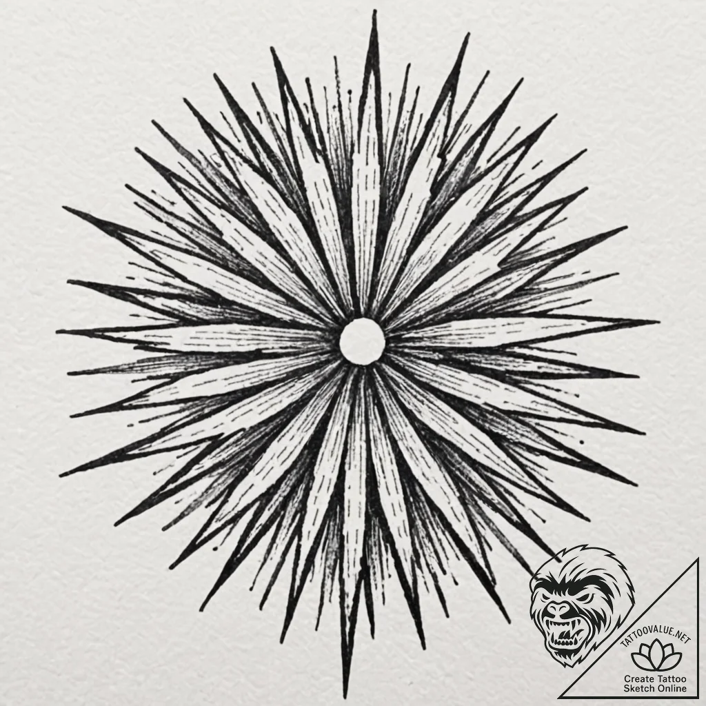 Tattoo sketch a starburst effect emanating fr... - tattoo sketch (№1752790986_0, 17.07.2025 22:23) — tattoovalue.net