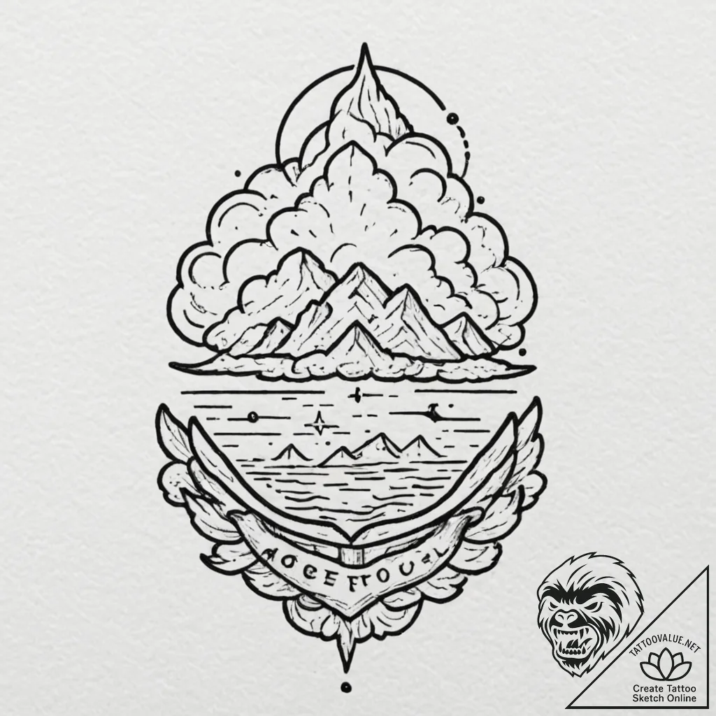 Tattoo sketch a tiny pixelated cloud linework... - tattoo sketch (№1752791065_0, 17.07.2025 22:24) — tattoovalue.net