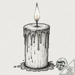Tattoo design a single, dripping candle, evok… – tattoo sketch (№1752791143_0, 17.07.2025 22:25) — tattoovalue.net