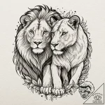 Tattoo design a lion and lioness together, sy… – tattoo sketch (№1752791382_0, 17.07.2025 22:29) — tattoovalue.net
