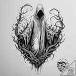A trash polka sketch of a dementor, its shado… – tattoo sketch (№1752791463_0, 17.07.2025 22:31) — tattoovalue.net