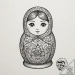 Matryoshka doll, artistic tattoo sketch, new… – tattoo sketch (№1752792022_0, 17.07.2025 22:40) — tattoovalue.net