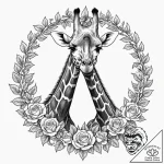 Giraffe, ink illustration for tattoo, on a cl… – tattoo sketch (№1752792100_0, 17.07.2025 22:41) — tattoovalue.net