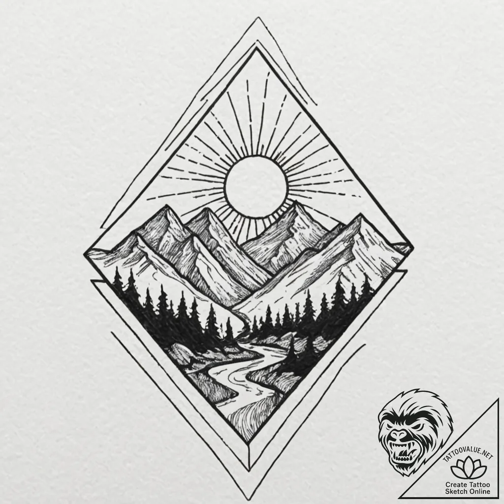 Tattoo sketch a geometric representation of a... - tattoo sketch (№1752792417_0, 17.07.2025 22:46) — tattoovalue.net