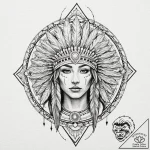 Tattoo sketch a native american warrior’s hea… – tattoo sketch (№1752793290_0, 17.07.2025 23:01) — tattoovalue.net