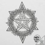 Pentagram, tattoo drawing outline, muted colo… – tattoo sketch (№1752793926_0, 17.07.2025 23:12) — tattoovalue.net
