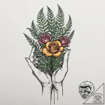 A minimalist tattoo of a hand holding a glowi… – tattoo sketch (№1752794005_0, 17.07.2025 23:13) — tattoovalue.net