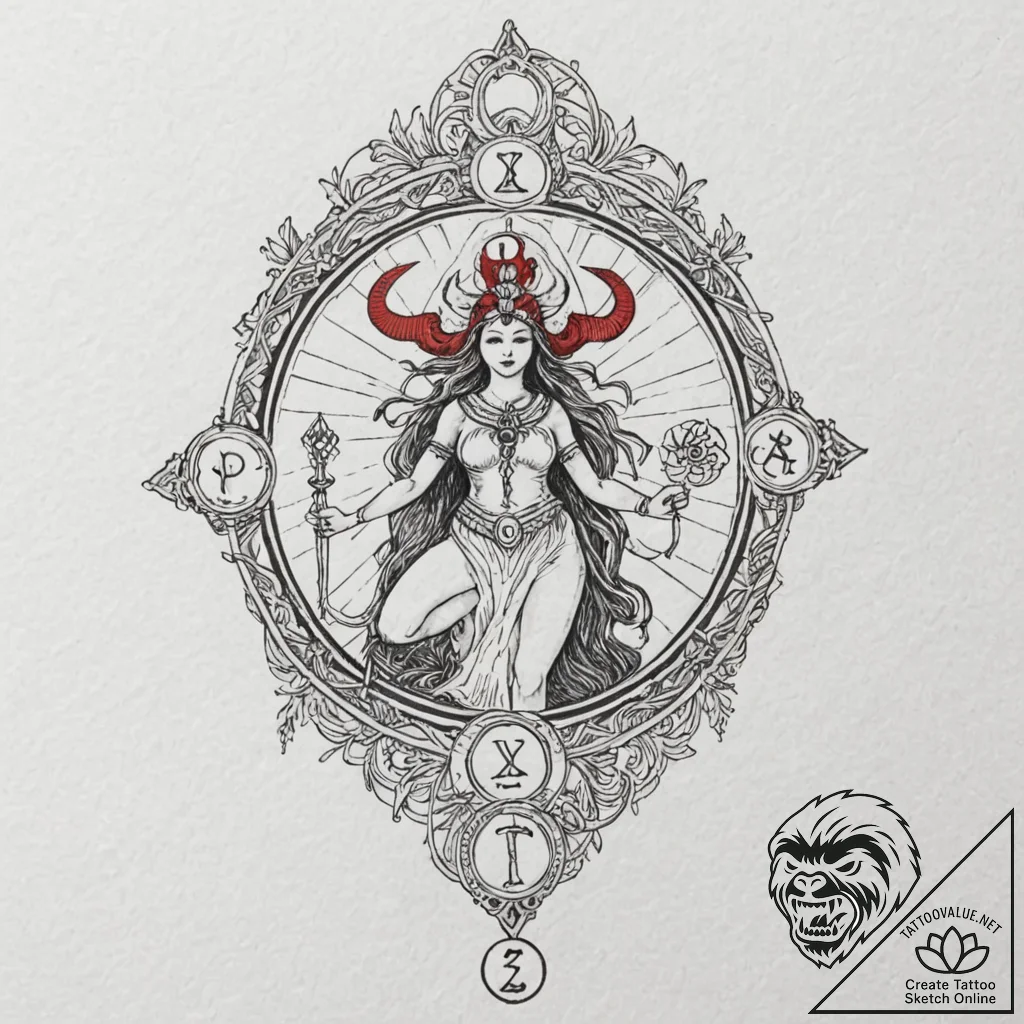Tattoo sketch a personalized tarot card with... - tattoo sketch (№1752794163_0, 17.07.2025 23:16) — tattoovalue.net