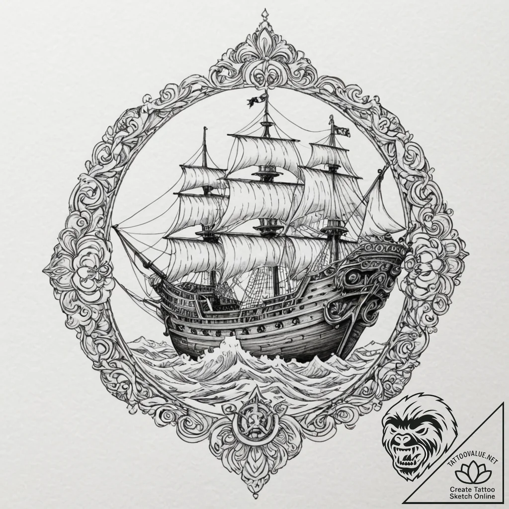 A watercolor tattoo of the going merry ship f... - tattoo sketch (№1752794566_0, 17.07.2025 23:22) — tattoovalue.net