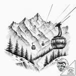 The view from a cable car ascending a snowy m… – tattoo sketch (№1752795912_0, 17.07.2025 23:45) — tattoovalue.net