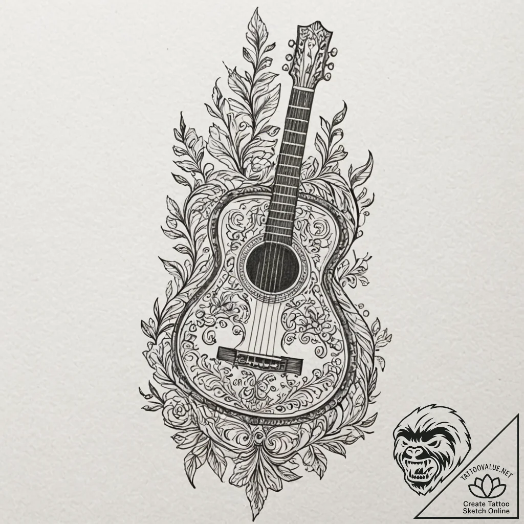 A close-up of the intricate fretwork on an ac... - tattoo sketch (№1752796488_0, 17.07.2025 23:54) — tattoovalue.net