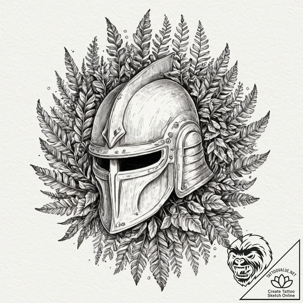 A tattoo design of a slavic warrior's helmet... - tattoo sketch (№1752796567_0, 17.07.2025 23:56) — tattoovalue.net