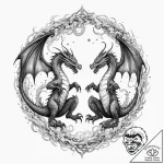 Tattoo sketch a pair of dragons, their bodies… – tattoo sketch (№1752796881_0, 18.07.2025 00:01) — tattoovalue.net