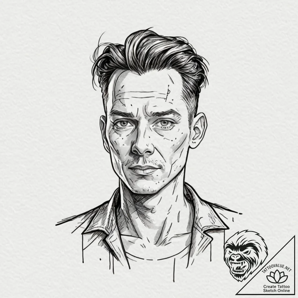 A trash polka sketch of zorg, with his distin... - tattoo sketch (№1752796959_0, 18.07.2025 00:02) — tattoovalue.net