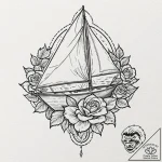 Tattoo sketch a small, stylized sailboat on a… – tattoo sketch (№1752797120_0, 18.07.2025 00:05) — tattoovalue.net