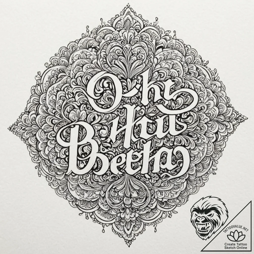 A linework tattoo of the "oh, you betcha" phr... - tattoo sketch (№1752832374_0, 18.07.2025 09:52) — tattoovalue.net