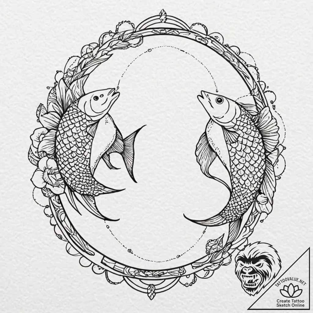 Tattoo design pisces fish, one in dotwork, th... - tattoo sketch (№1752832939_0, 18.07.2025 10:02) — tattoovalue.net