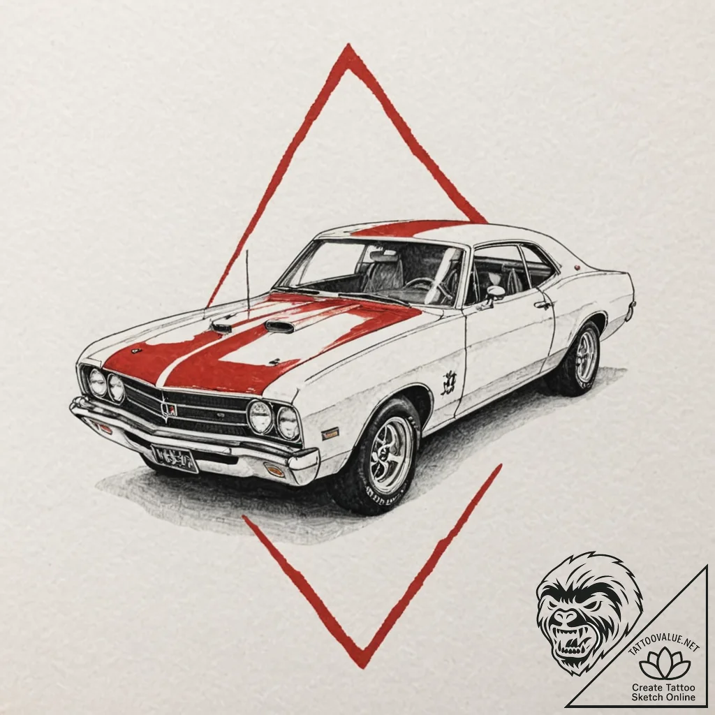 A neo-traditional tattoo of a "death proof" c... - tattoo sketch (№1752833179_0, 18.07.2025 10:06) — tattoovalue.net