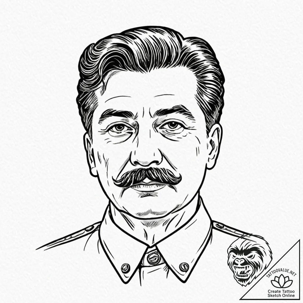 Stalin, tattoo sketch design, linework tattoo... - tattoo sketch (№1752833341_0, 18.07.2025 10:09) — tattoovalue.net