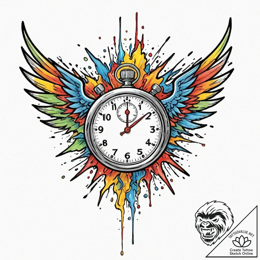 Tattoo design a "speedrun" stopwatch with win... - tattoo sketch (№1752833821_0, 18.07.2025 10:17) — tattoovalue.net