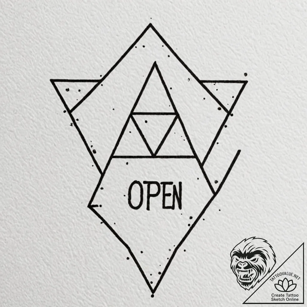 A neon "open" sign glowing in a window on a d... - tattoo sketch (№1752833902_0, 18.07.2025 10:18) — tattoovalue.net