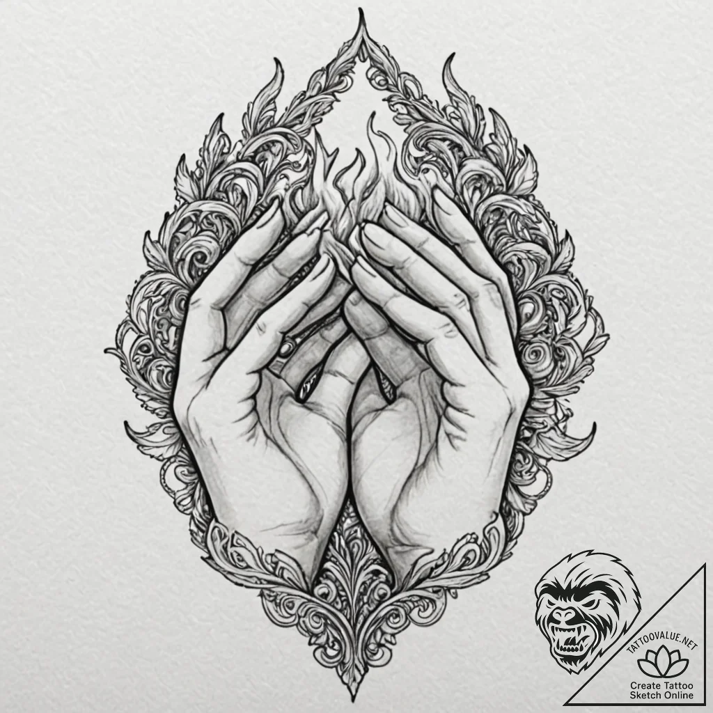 Tattoo design a pair of hands cupped together... - tattoo sketch (№1752833982_0, 18.07.2025 10:19) — tattoovalue.net