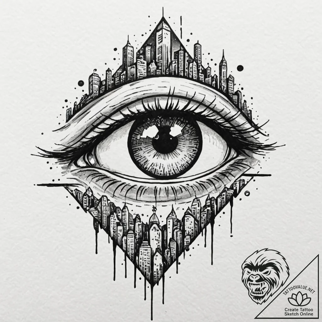 Tattoo design a gamer's eye with a pixelated... - tattoo sketch (№1752834836_0, 18.07.2025 10:33) — tattoovalue.net