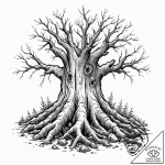 Tattoo sketch a strong, gnarled tree stump, s… – tattoo sketch (№1752835069_0, 18.07.2025 10:37) — tattoovalue.net