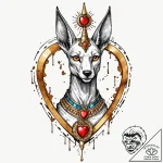 A neo-traditional portrait of anubis, the egy… – tattoo sketch (№1752835146_0, 18.07.2025 10:39) — tattoovalue.net