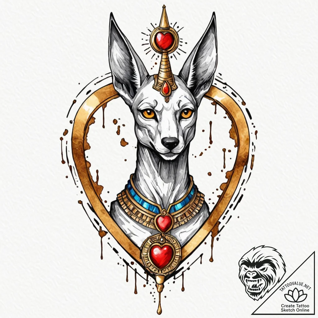 A neo-traditional portrait of anubis, the egy... - tattoo sketch (№1752835146_0, 18.07.2025 10:39) — tattoovalue.net